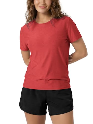 Image of ODODOS Women's Performance Cropped Tee Ultra Soft odSTRATUM Tech Short Sleeve Relaxed Top Crew Neck T-Shirts