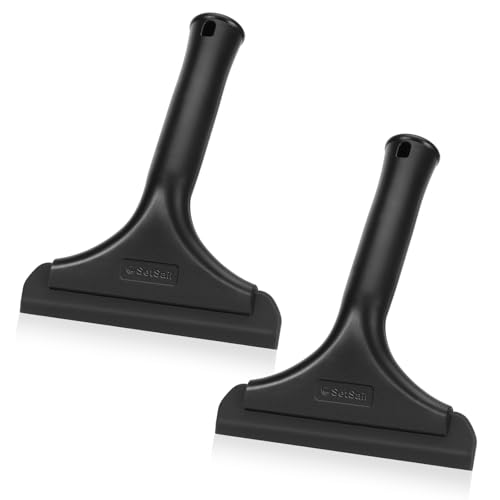 Image of SetSail Shower Squeegee for Glass Doors Small Squeegee for Shower Glass Door Mini Silicone Squeegee for Car Window Cleaning 2 Packs, All Black