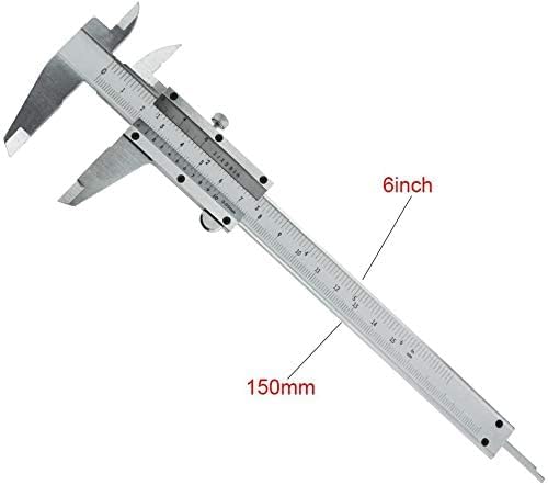 Image of Vernier Caliper 0-150mm / 6 Inch Precision Measuring Tool, Stainless Steel Manual Caliper with Dual Scale (Metric & Inch), Inside Outside Depth Step Gauge (Manual caliper 150mm)