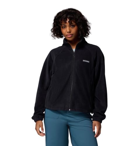 Columbia Womens Benton Springs Relaxed Full Zip, Black, XX-Large