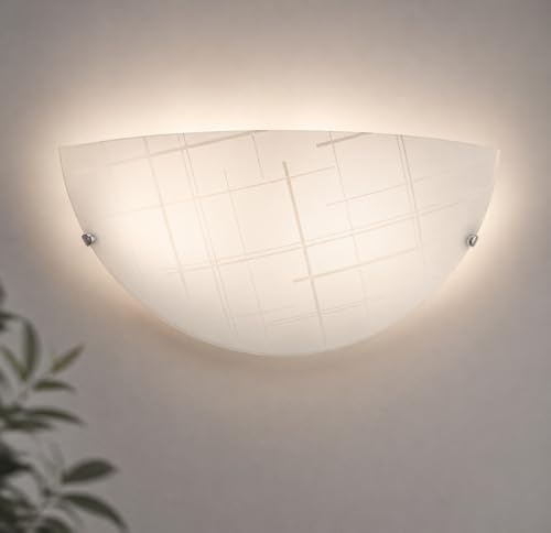 MA MAISON Applique in Vetro Decorazione Lineare 30x15h cm - da Parete, Attacco E27, 57Hz, 1 Lampadina, per Soggiorno, Camera, Bagno, Corridoio - Made in Italy