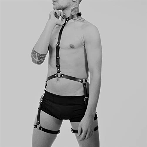 SUPKTHDY Herren Brust Harness Herren PU Punk Body Bondage Sexy Körper Harness Unterwäsche Einstellbar Fetisch Brustgeschirr Cosplay Party Sklave Clubwear