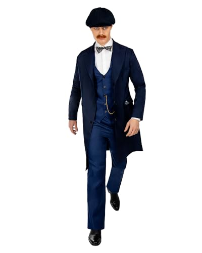 Funidelia Disfarce Peaky Blinders - Arthur Shelby para homem oficial - inclui calças, colete, casaco, laço e boné, tamanho L - fato para homem para festas, carnaval e Halloween