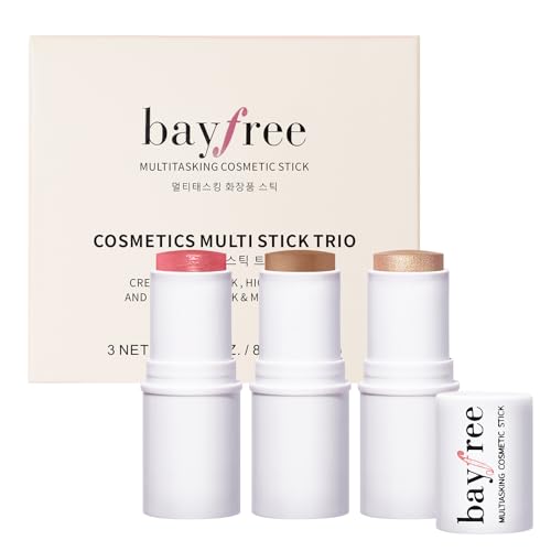 bayfree 3 PCS Makeup Cream Contour Stick Set, Highlighter Stick & Bronzer Stick & Blush Stick, Long Lasting, Natural Face Contour, Dewy & Matte Finish, Multi Stick Trio for All Skin
