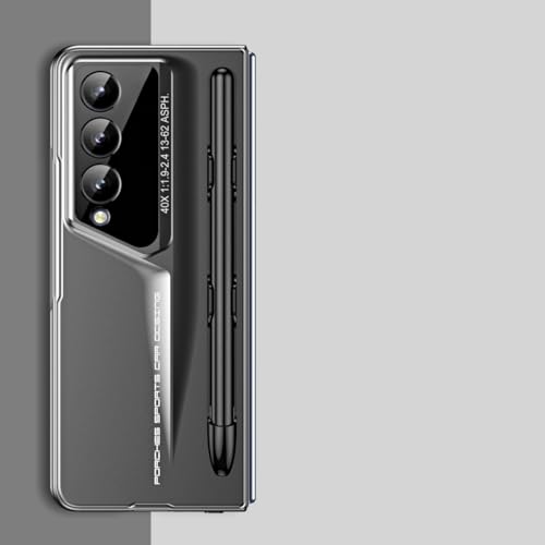 Funda con tapa para teléfono Funda de moda compatible con Samsung Galaxy Z Fold 4, con lápiz de escritura incorporado y protector de pantalla incorporado, funda protectora ultrafina de PC rígida, anti