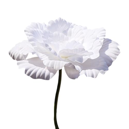 Kouoybt Fleurs géantes pour décoration de fond de mariage, pivoine artificielle avec tige (blanc, 50 cm)