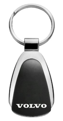Volvo Laser Etched Black Teardrop Keychain
