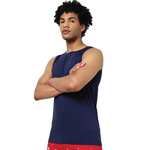 Image of Bewakoof Men's Solid 100% Cotton Vest - Regular Fit, Round Neck, Sleeveless