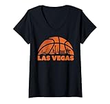 Womens Las Vegas City Skyline Nevada Basketball Fan Jersey V-Neck T-Shirt