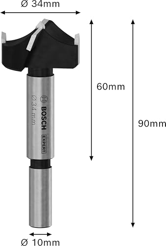 Bosch 1x EXPERT Laminated Wood Scharnierlochbohrer (für Kunststoffbeschichtete Platten, Massivholz-Möbelplatte, Ø 34,00 mm, Professional Zubehör Stehender Bohrer)