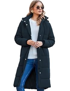 Zeagoo Winterjacke Damen Langer Winter Jacke Parka Mantel Steppjacke Steppmantel Wintermantel Navy Blau Xxl