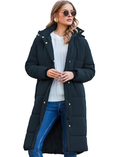 Zeagoo Winterjacke Damen Winter Jacke Parka Mantel Steppjacke Steppmantel Wintermantel Mit Kapuze Navy Blau M
