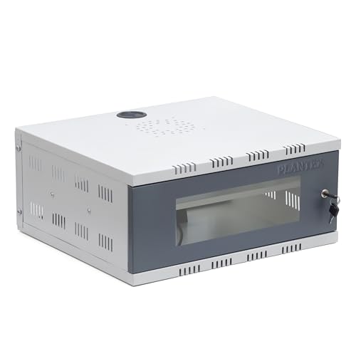 Plantex CCTV/NVR/DVR Cabinet Box/Network Rack/CCTV Box Cabinet with Lock and Keys/Server Rack with Power Socket - 3U+, (White) Transparent Glass Door dvr Box for CCTV