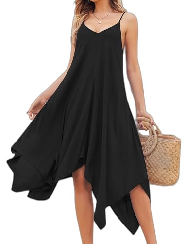 Chigant Women's 2025 Summer Dress Casual Boho Sundress Spaghetti Strap Swimwear Cover Up Beach Flowy Midi Vacation Dresses