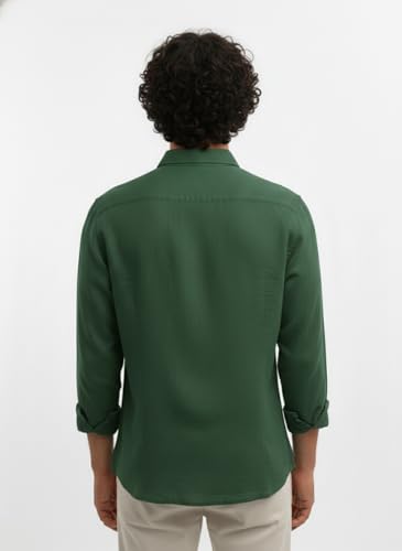 Image of Men's Linen Cotton Shirt | Solid Design | Full Sleeve | Regular Fit | Button Down Collar | Summer Casual & Formal Wear