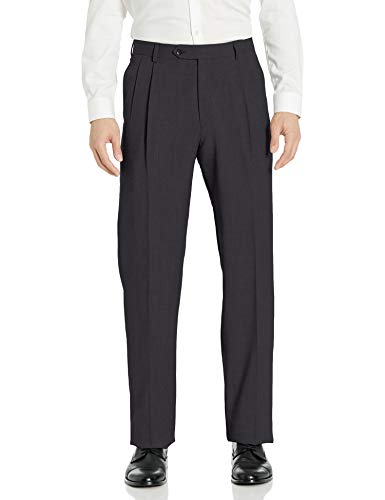 Palm Beach Men s Preston Pleated Dress Pant, Charcoal, 40W Regular