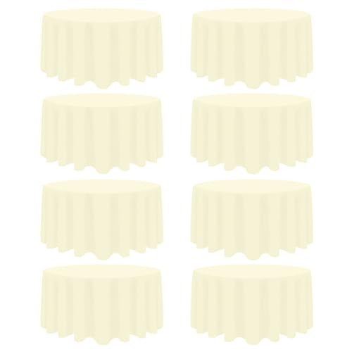 Heneger 8 Packs 120 Inch Beige Round Tablecloth for 48"-96" Table