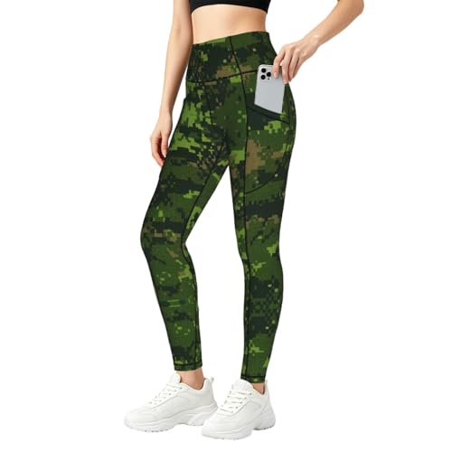 Leggings de camuflaje digital anti transparencias mallas con bolsillos para gimnasio
