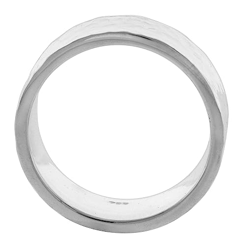 Sterling Silver 8 mm Hammered Wedding Band Ring Flat Top Handmade 5/16 inch wide2