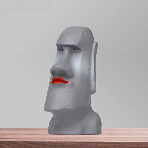 Moai Statue Easter Island Statue: Red Lip Resin Moai Stone Figurine Ahu Akivi Moai Monolith Small Sculpture Micro Fairy Garden People Figurine #TOP2