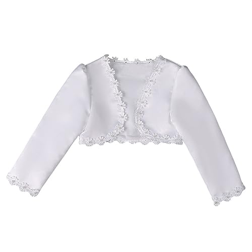 Flower Girl Bolero Jacket Satin Open Front Shrug Wedding Evening Dress Cardigan Short Wrap Cape