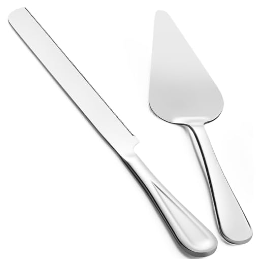 FTAKRY 13-Inch Premium Cake Cutting Set for wedding，Exquisite Cake Knife and Server Set with Serrated Design, Ideal for Pastries, Pies, and Desserts (Silver)