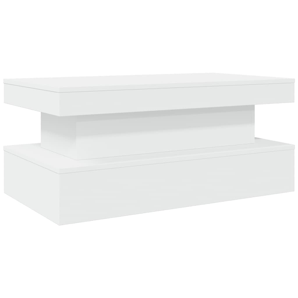 vidaXL Coffee Table with LED Lights White 90x50x40 cm — image 1