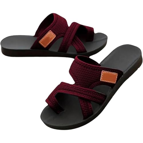 Yytcsjz Women's Comfortable Breathable Mesh Flip Flops, Women's Orthopedic Arch Support Sandals, for Summer Outdoor Hiking Walking Beach