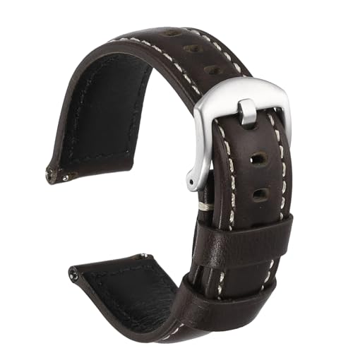 Correa de reloj de 22mm de piel encerada gris plateado un gran regalo unisex