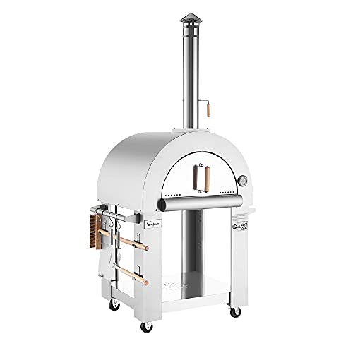 Image of Empava 32.5 inch Wood Fired Pizza Oven Grill for Outdoor Kitchen in Stainless Steel