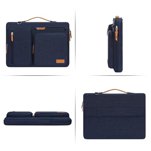 Image of MOSISO 360 Protective Laptop Shoulder Bag,13-13.3 inch Computer Bag Compatible with MacBook, HP, Dell, Lenovo, Asus Notebook,Side Open Messenger Bag with 4 Zipper Pockets&Handle, Navy Blue