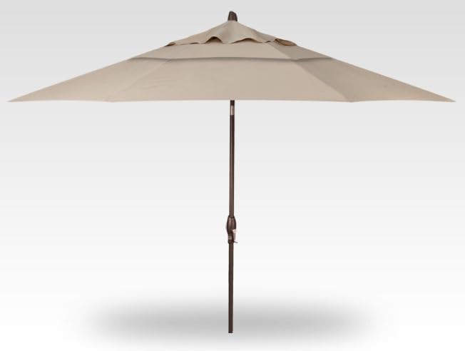 Treasure Garden Deluxe Auto-Tilt Octagon Market Umbrella, 11ft - Outdoor Patio, Deck, Pool, Backyard Stand Alone Umbrella - Heavy Duty w/Bronze Frame & Obravia2 Fabric (Khaki)
