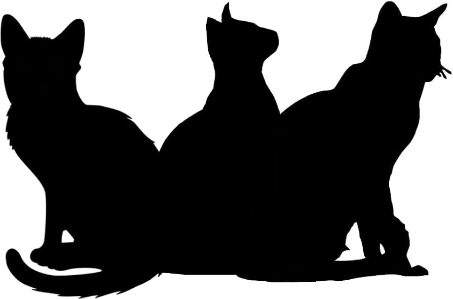 Amazon.co.jp: 猫 三匹 シルエット 車 ステッカー バイク 黒 約横12cm