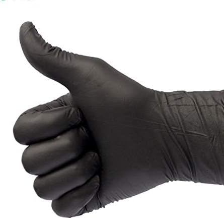 100PCS Disposable Nitrile Vinyl Gloves, Latex Free, Powder Free, Non-Sterile, Healthcare, Food Handling Use (Large, Black)