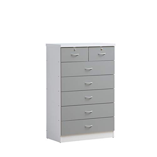 Photo 1 of *Loose Hardware, Might be Incomplete* *Damaged*
HODEDAH IMPORT 7 Chest with Locks on 2-Top Drawers in Grey Dresser.