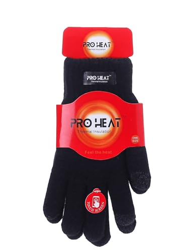 Touch Screen Gloves For Mens Winter Thermal Lined Full Finger Wooly Work Gloves For Mens Knitted Gloves (Black)