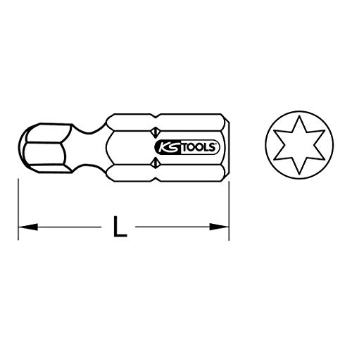KS TOOLS 911.3395 1/4" Bit TX, 25mm, with ball end, TX25, Multicolor - Image 2