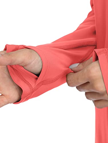 Attraco Rash Guard Women Long Sleeve Sun Protection Swimwear Thumb Hole Coral Xl #TOP4