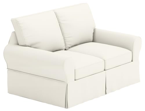 The Cotton Sofa Cover is 2 Seat Sofa Slipcover Replacement Compatible with Pottery Barn PB Basic Loveseat Sofa (Beige)