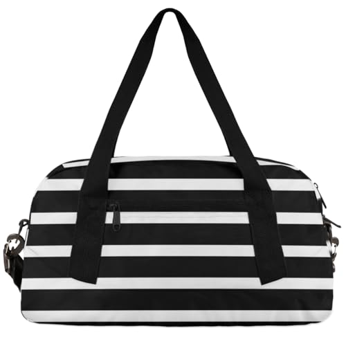 Black and White Stripe Kids Duffle Bag Boys Girls Small Sport Dance Gym Bag for Overnight Travel Weekender Carry On