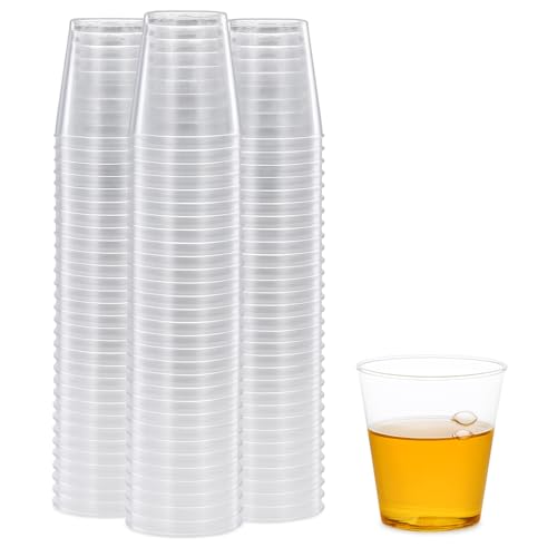 TIJAR Shot Glasses Pack of 50 Plastic Shot and Desert Glass Strong Durable Hard Plastic Quality Crystal Clear Shot Cups Sample Tasting Cups (50)