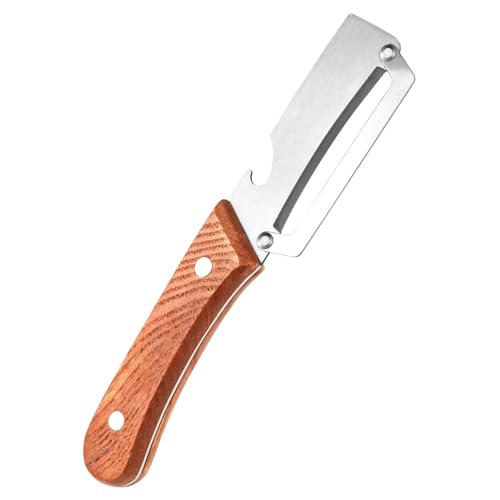 2-in-1 Fruit & Veggie Peeler with Bottle Opener Sharp Stainless Steel Wooden Handle Ergonomic Non-slip Design for Comfortable Grip (1 PCS)