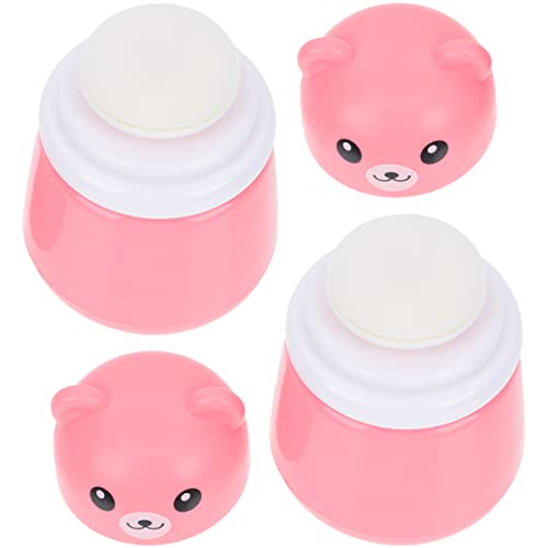 MERRYHAPY Puff Box 2pcs Cartoon Bear Powder Puff Case Storage for Baby Cream Talcum