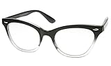 AStyles - Vintage Inspired Gradient Half Tinted Frame Clear Lens Wayfarer Cat Eye Glasses (Black-Clear-Bottom, Clear)