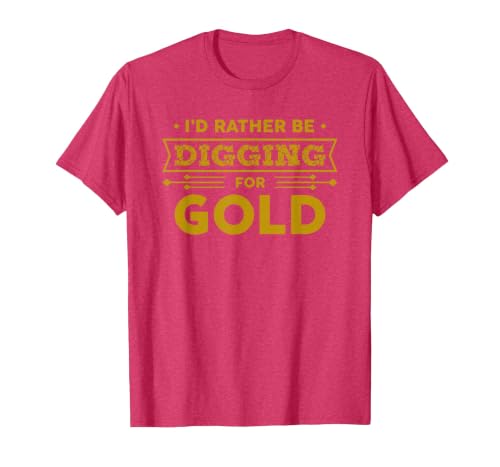 Gold Miner Digger Prospecting Treasure Hunting Shirt T-Shirt, Men, Red Heather, Large