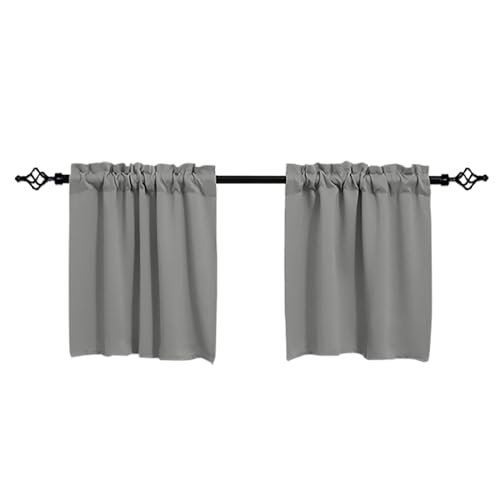 Cortinas cortas opacas de tela gofrada gris panel de 85x61 cm 2