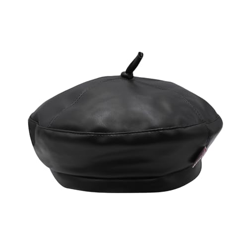 Women's Classic PU Leather French Beret Hat Retro Beanie Hat Artist Beret Cap Adjustable Painter Pumpkin Cap4