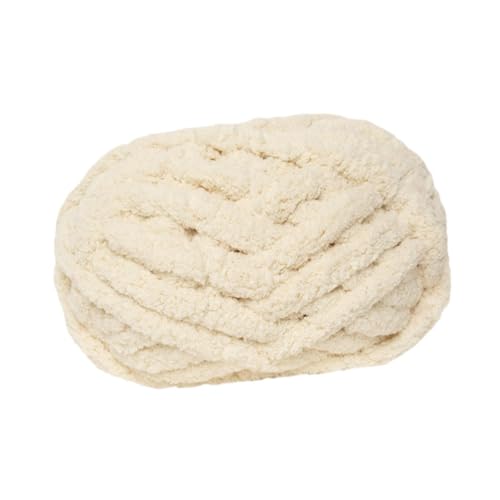 Ailan Hilo de lana grueso Tejido a mano con brazo Características Hilo grueso Textura cómoda Principiantes Creando acogedoras manualidades de invierno Cojines crochet, Beige, 25.6 metros