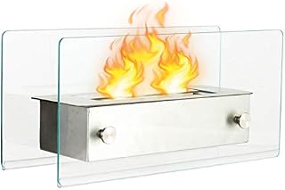 Tangkula Tabletop Fireplace Portable Stainless Steel Indoor Outdoor Ventless Bio Ethanol Fireplace Firepit