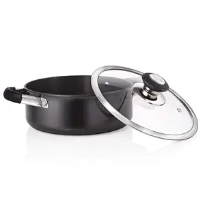 Premier Hard Anodised Trendy Black Casserole Cook&Serve with Glass lid 20cm Code-109040